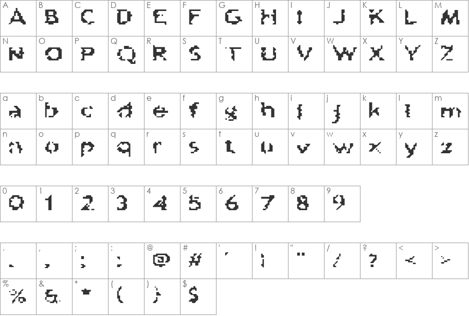 Scrap Joints font character map preview