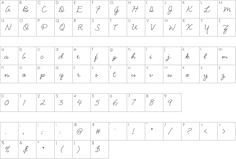 Scrap Script font character map preview