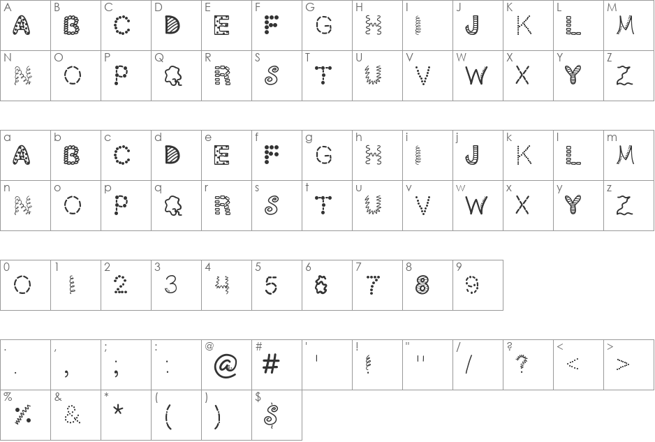 ScrapOHolic font character map preview