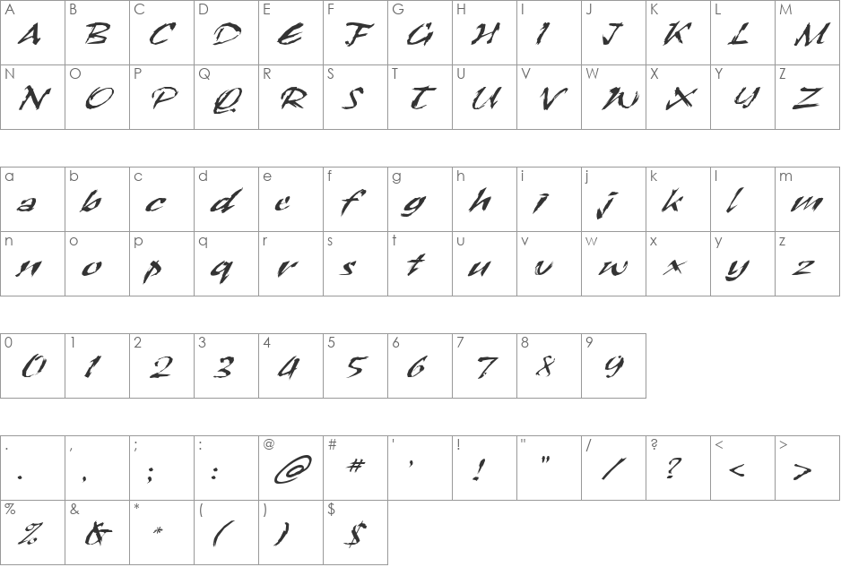 Scratch-Extended font character map preview