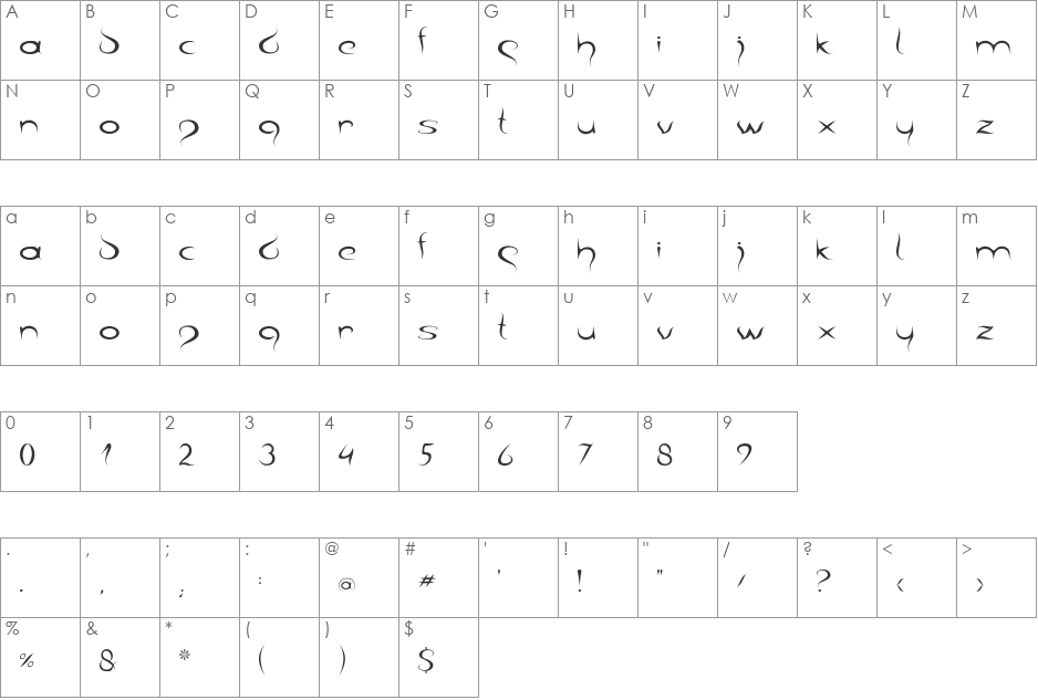 barka font character map preview