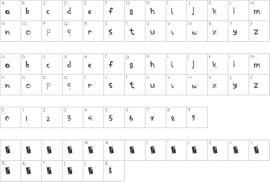 ScratchThis font character map preview