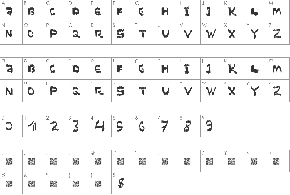 ScratchTimes font character map preview