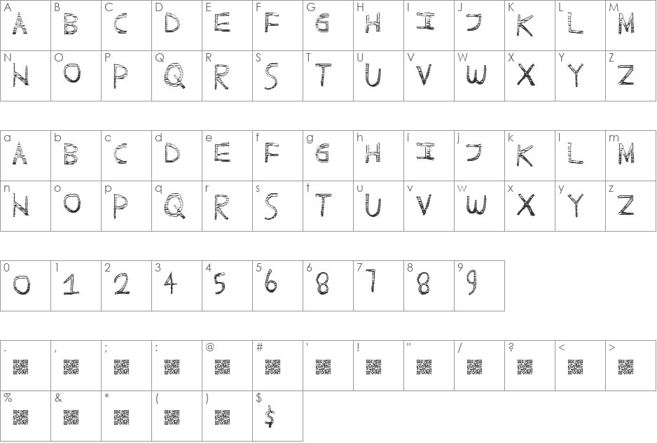 ScratchyFun font character map preview