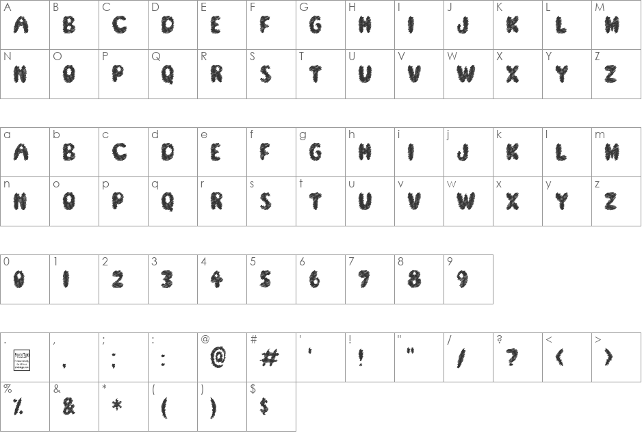 Screamer font character map preview