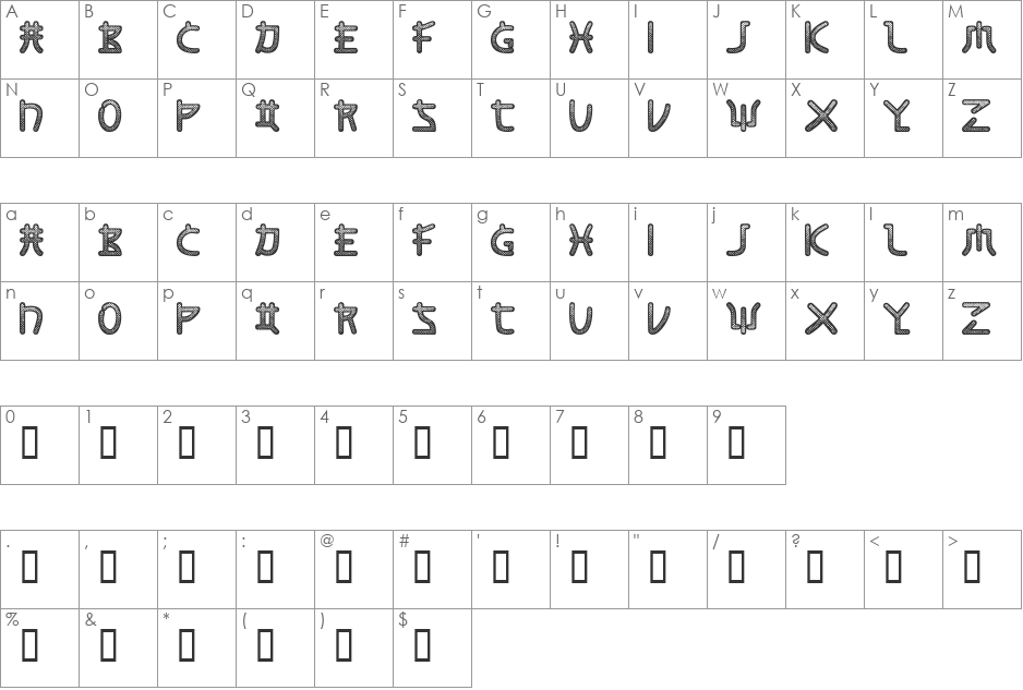 Screen font character map preview