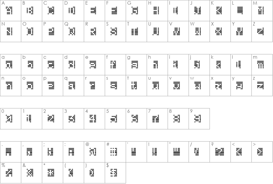 ScreenMatrix-Grid font character map preview