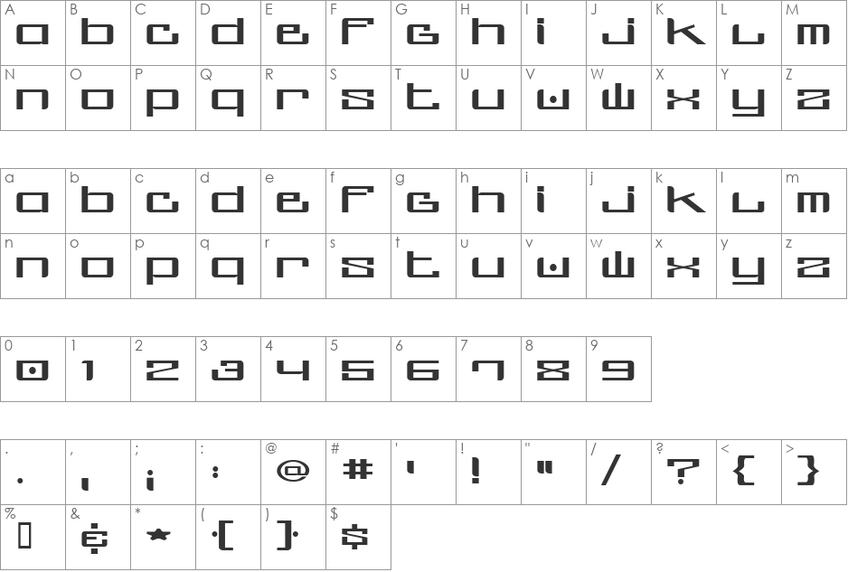 screw ups font character map preview