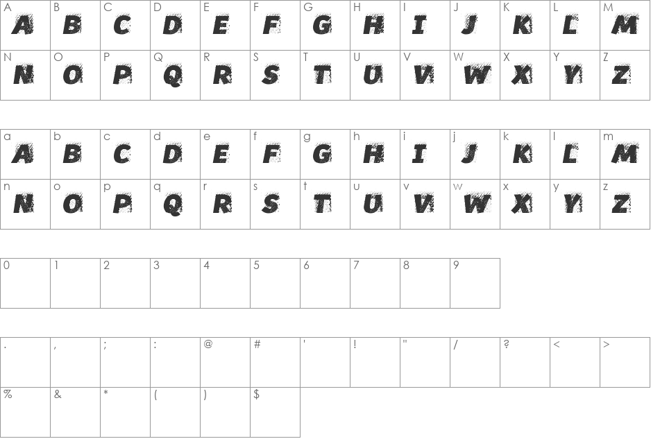 Screw your guys! font character map preview