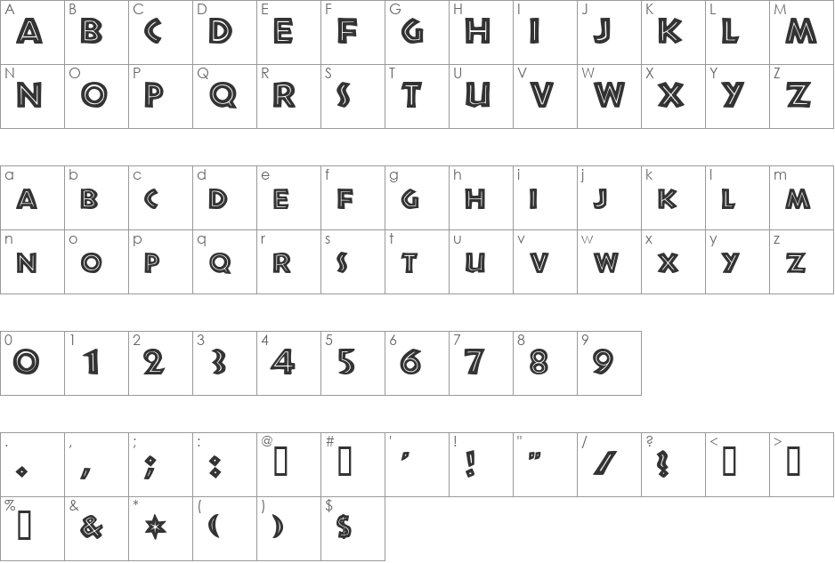 ScrewballSCapsSSK font character map preview