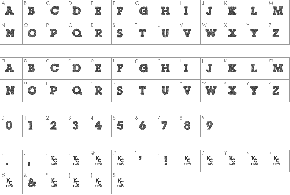 Scribble Box font character map preview