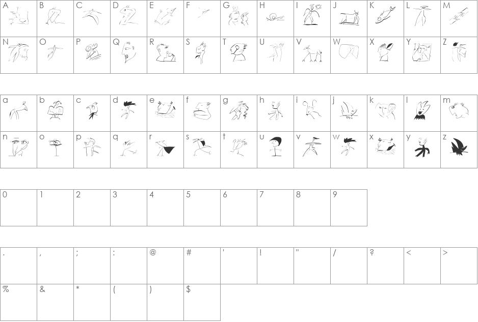 ScribbleABit font character map preview