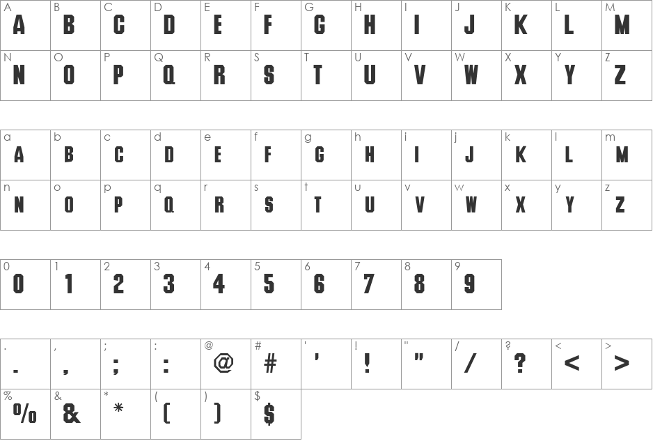ScrimmageSCapsSSK font character map preview