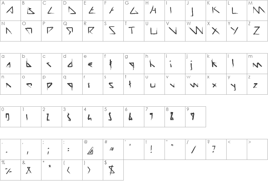 Script Demolition font character map preview