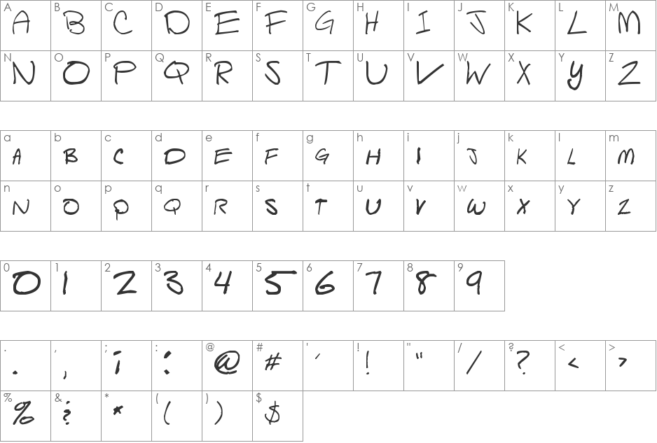 Script of Sheep font character map preview