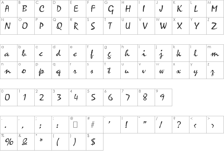 Script-M730 font character map preview