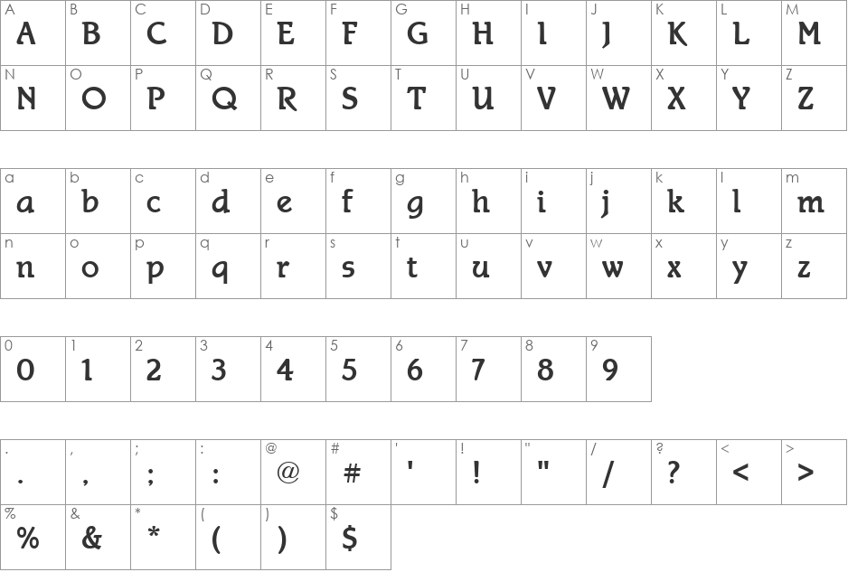 Script-S720 font character map preview