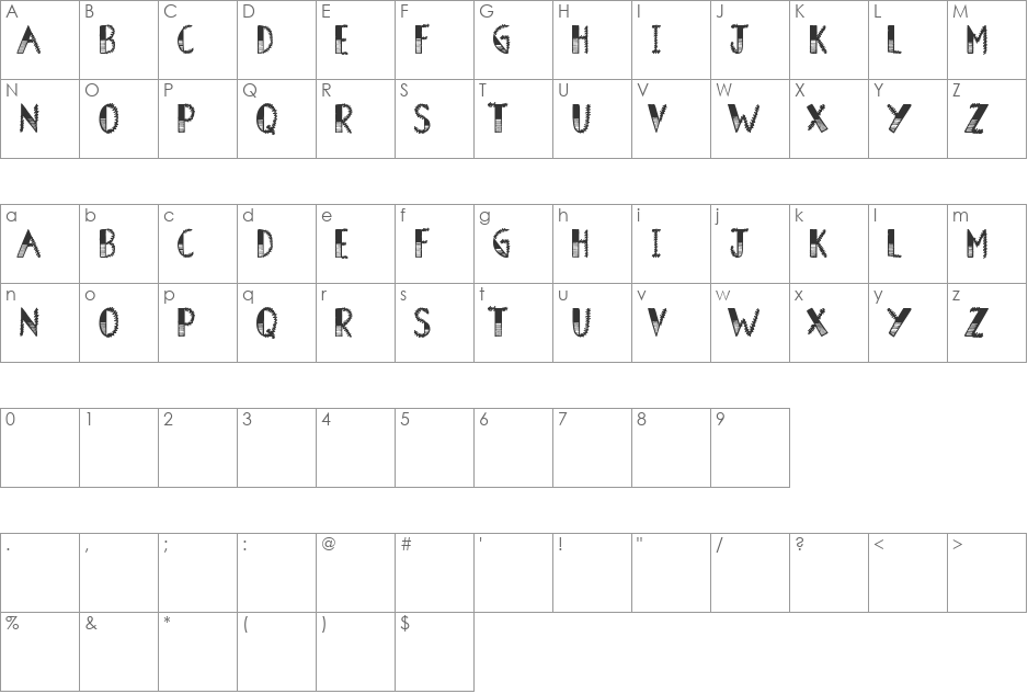 Barn Owl font character map preview
