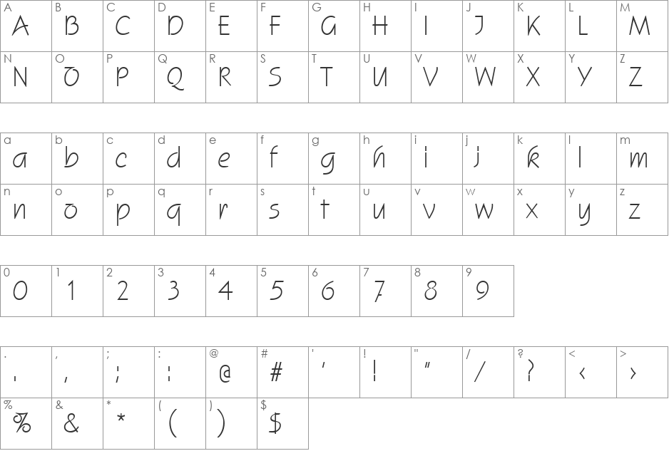 Script-S841 font character map preview