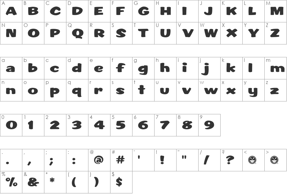 SCRIPT1 Surplus Casual font character map preview