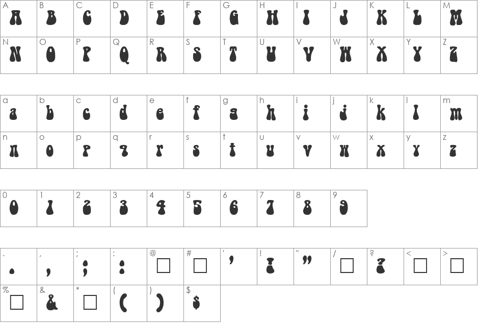 BARNABY font character map preview