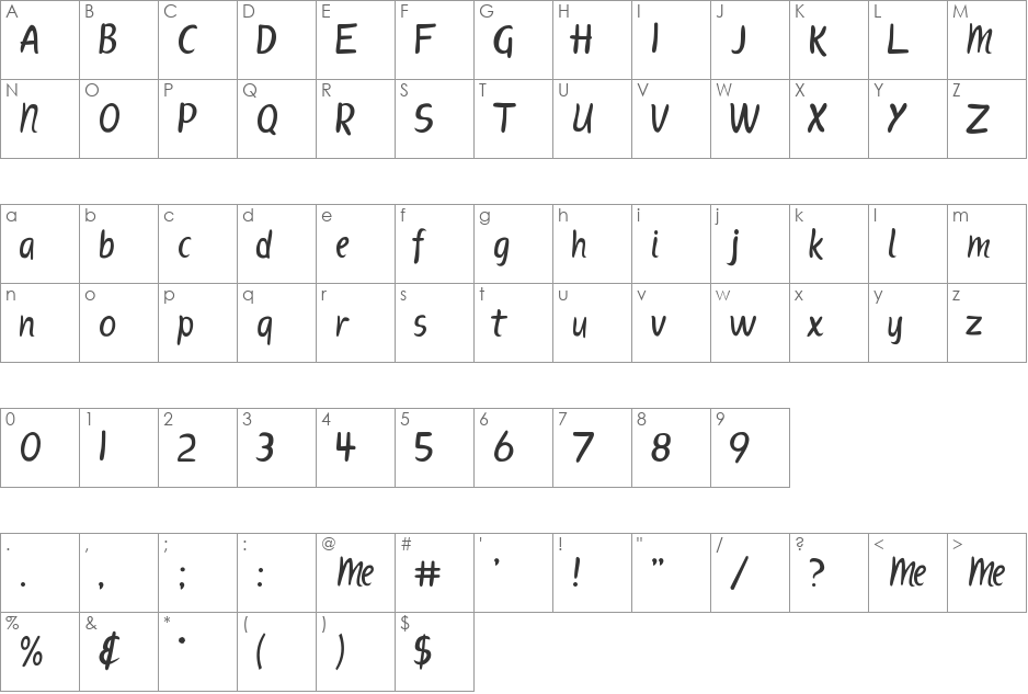 ScriptME New font character map preview