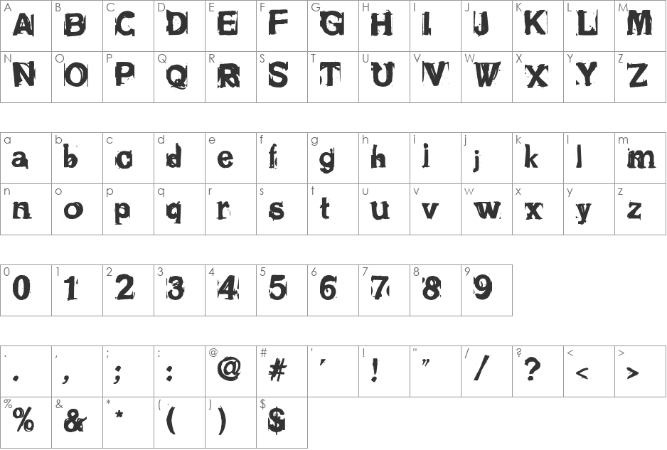 SCRITTOPOLITTOFREAKO font character map preview