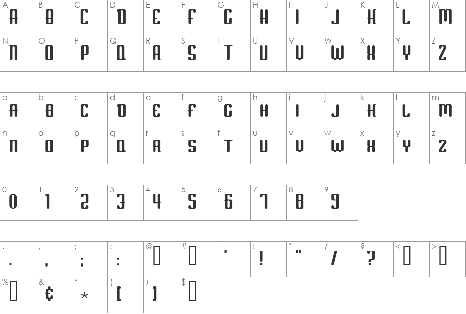 Scum of the Earth font character map preview