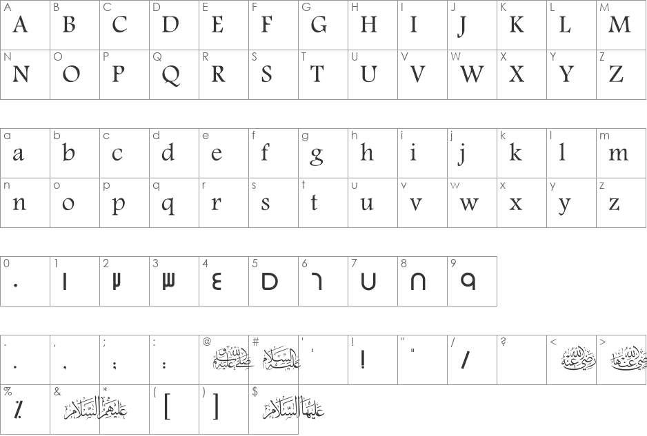 SC_DUBAI font character map preview
