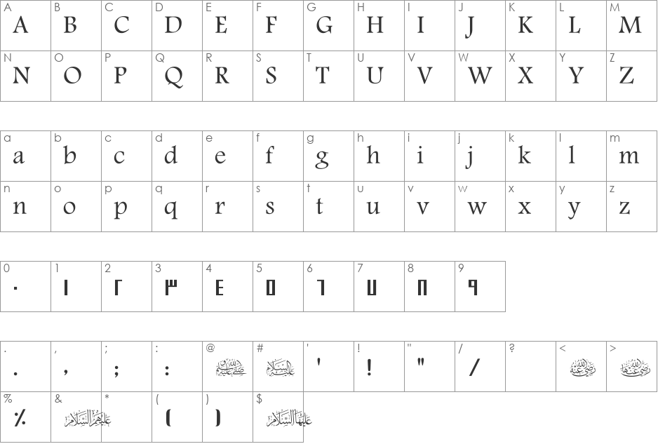 SC_SHMOOKH 01 font character map preview