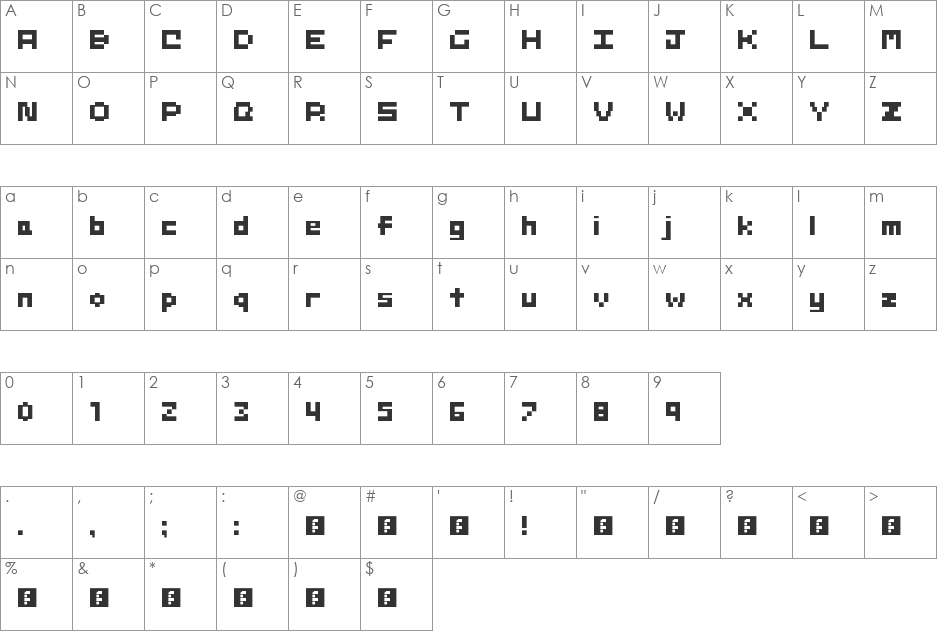 SD 4x4 Pixel font character map preview