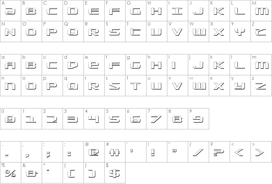 SDF 3D font character map preview
