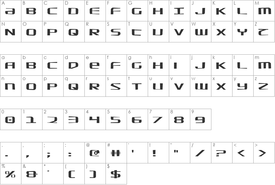 SDF Jagged font character map preview