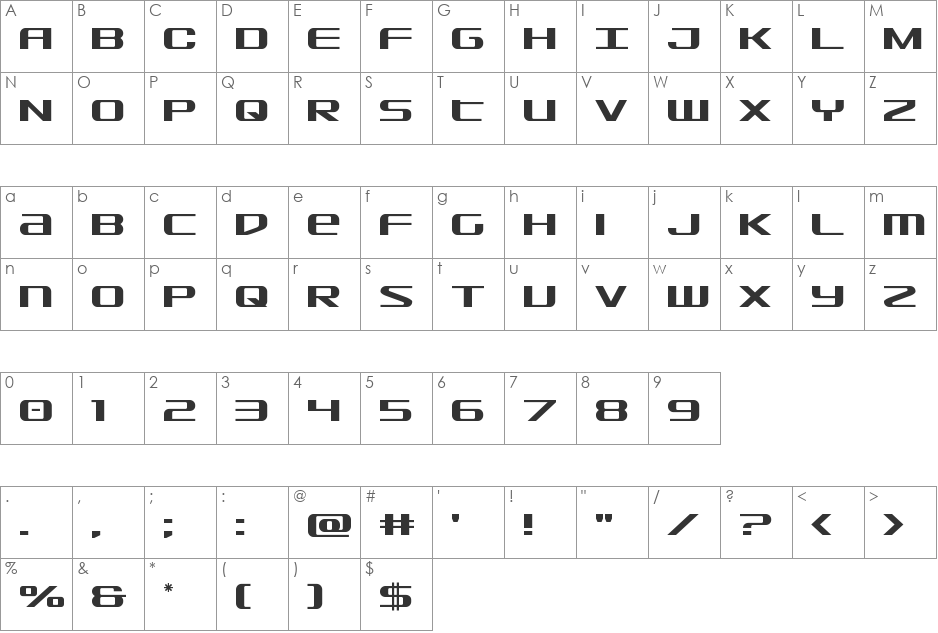 SDF Super-Italic font character map preview