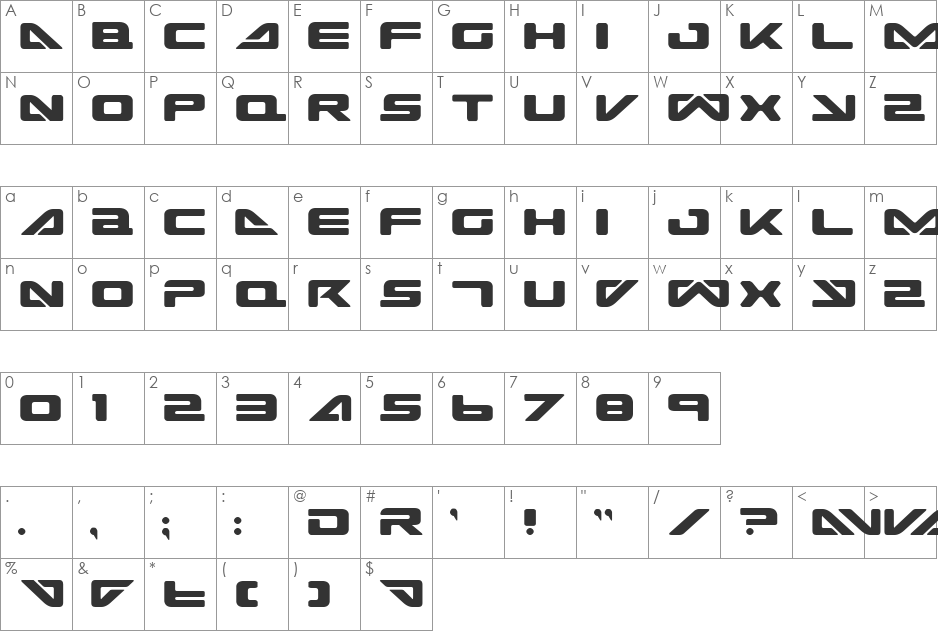 Sea Dog 2001 font character map preview