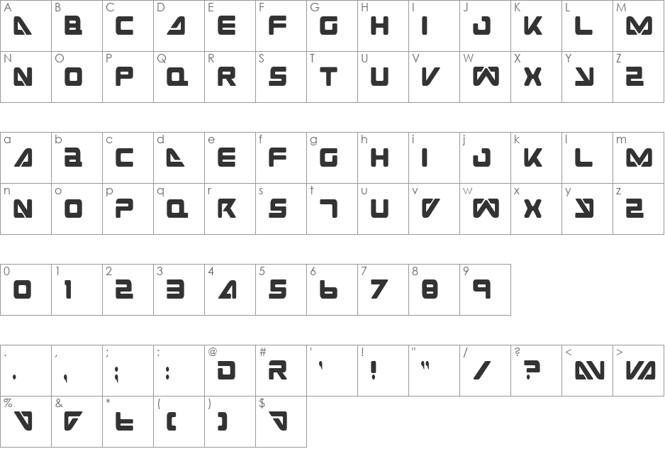 Sea Dog 2001 Condensed font character map preview