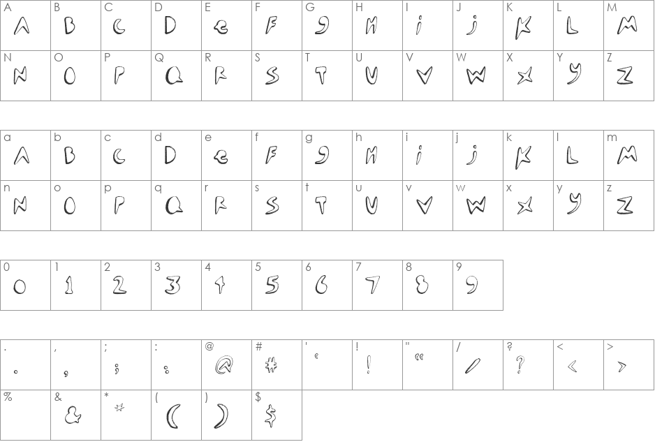 SEA MONSTER  font character map preview