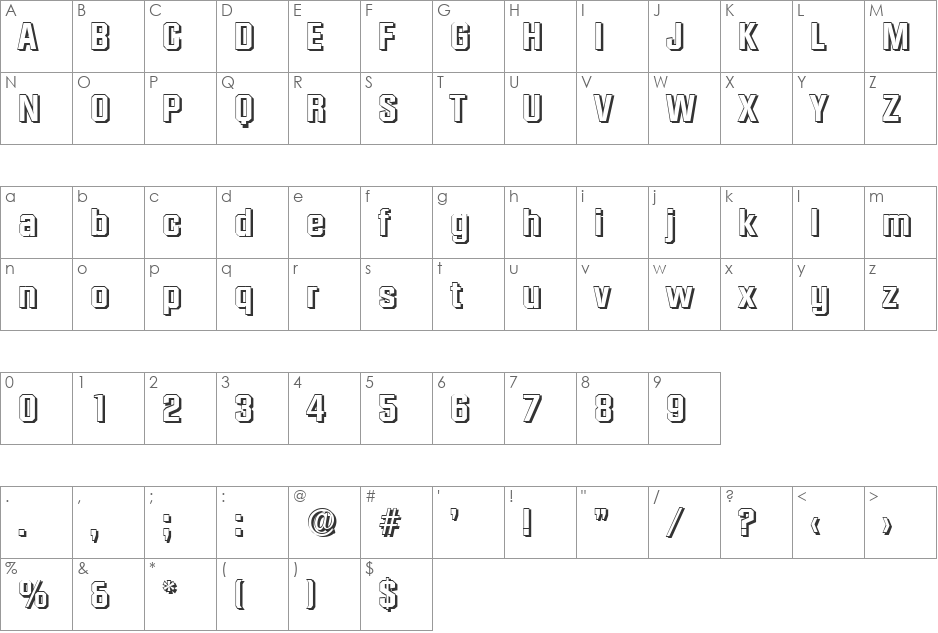 SeanBeckerShadow font character map preview
