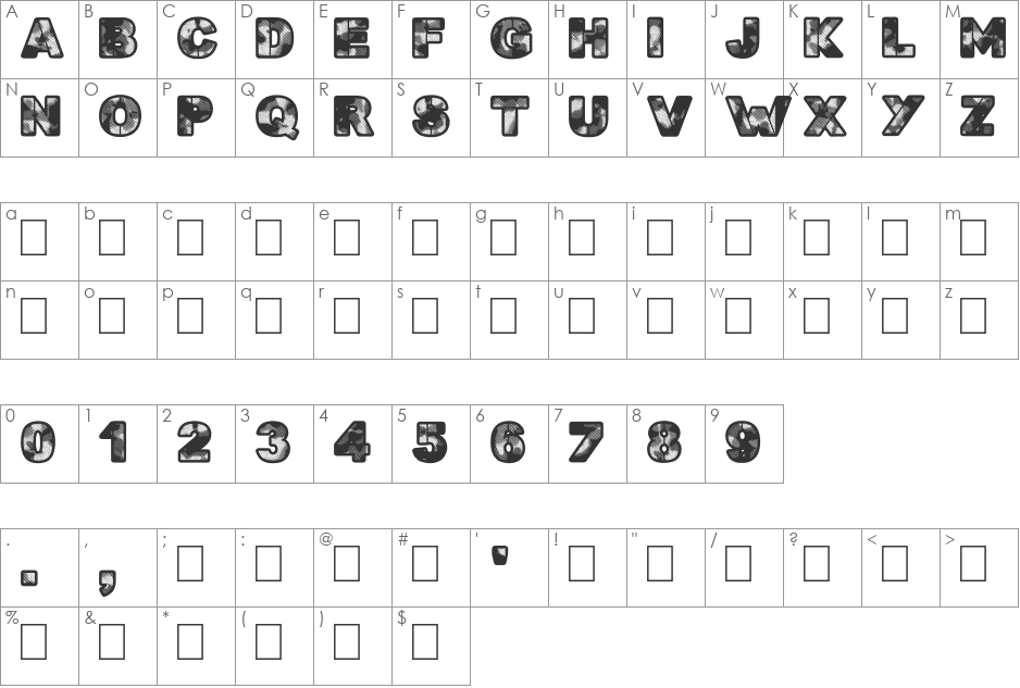 SEARCH'N DESTROY font character map preview