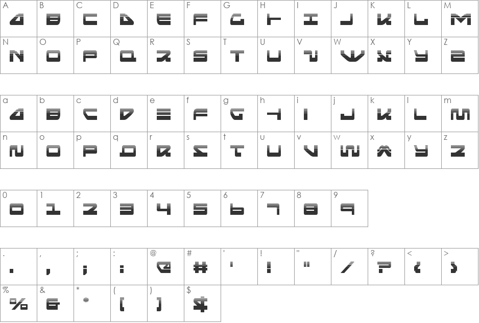 Searider Falcon Halftone font character map preview