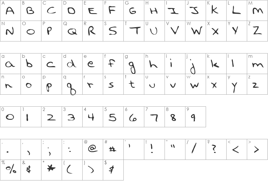 Seattle font character map preview