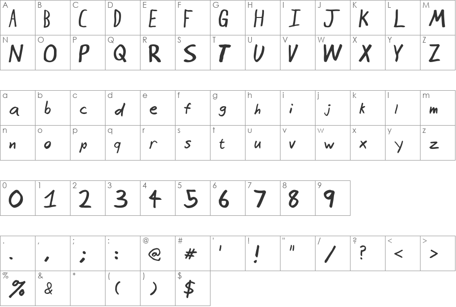 Seattle Avenue font character map preview
