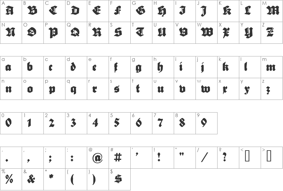 Sebaldus-Gotisch-UNZ1L font character map preview