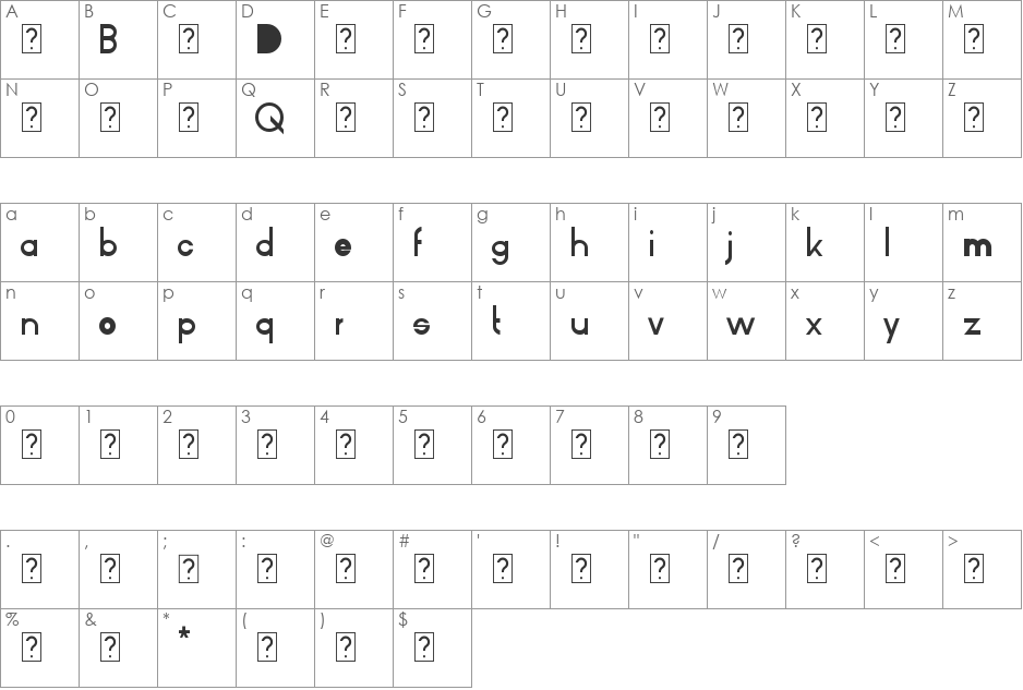 BarQ Demo font character map preview