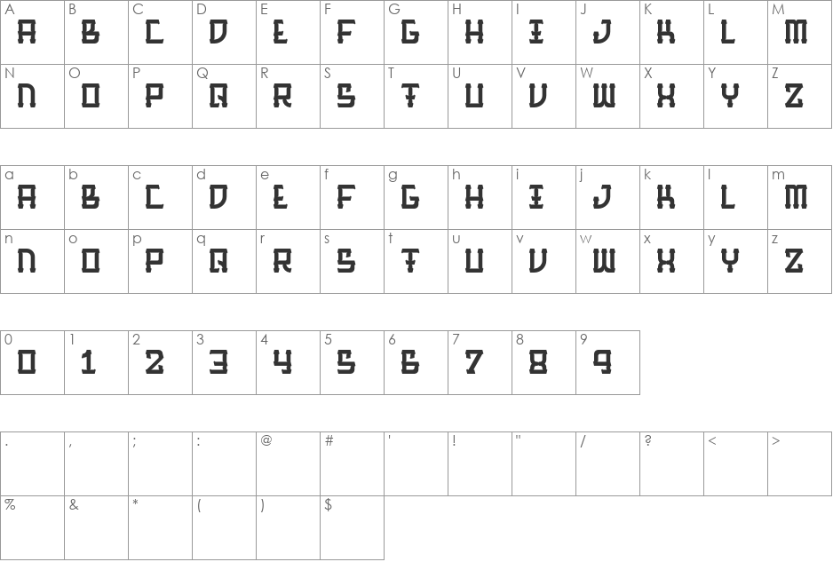 BarqueRegular font character map preview