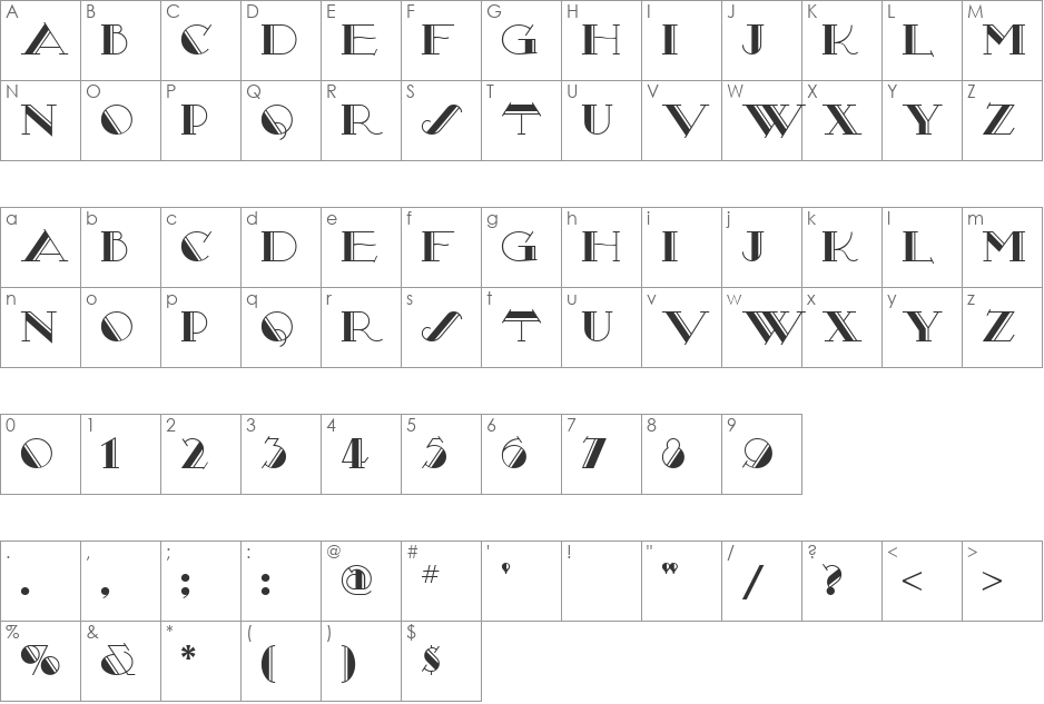 Secret Agent NF font character map preview