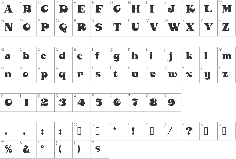 BarraconDisplaySSi font character map preview
