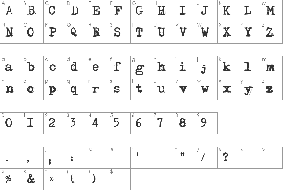 Adler font character map preview