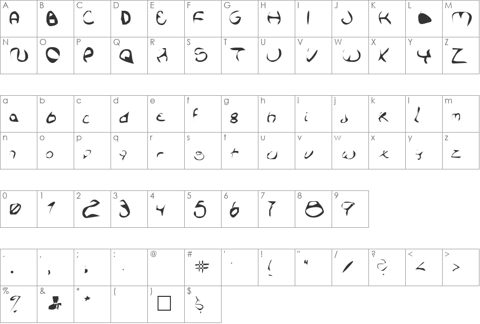 Barrakuda font character map preview
