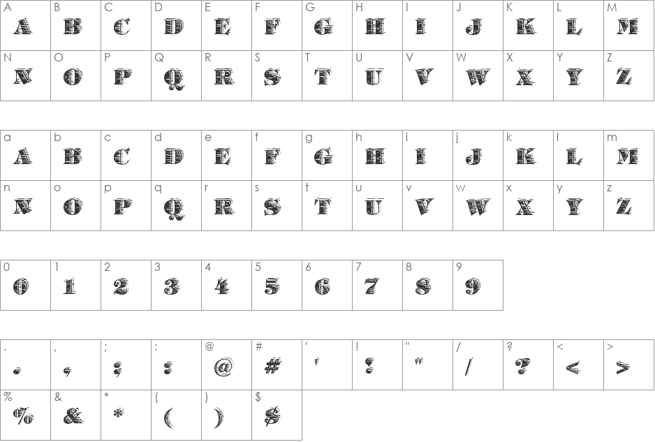 Barrelhouse All Caps font character map preview